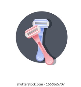 womens shaving razors for silky smooth skin hair removal skincare concept vector illustration