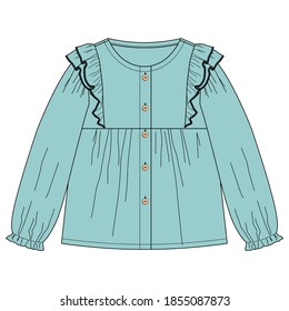 Womens SHIRT, Blouse Fashion Flat Sketch Template