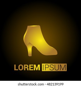 Women`s Shoe 3D Golden Metallic Premium Royal Corporate Logo / Icon