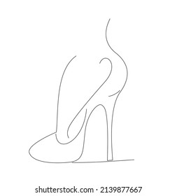zapato de mujer de estilo plano. Una línea.  Ilustración romántica que puede utilizarse para pegatinas, impresiones y patrones. El elegante zapato de las mujeres. Ilustración del vector 