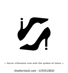 Women's shoe Icon with trendy symbol for shop clothes. Icon female shoes silhouette for app, e-shop feminine business, shop sign and banner.