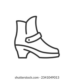 Women's shoe, linear icon, boots. Line with editable stroke