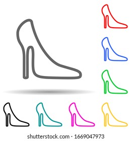 women's shoe multi color style icon. Simple thin line, outline vector of web icons for ui and ux, website or mobile application