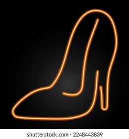 women's shoe neon sign, modern glowing banner design, colorful modern design trends on black background. Vector illustration.