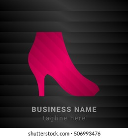 Women`s Shoe Pink and black silk fashion premium icon / Logo