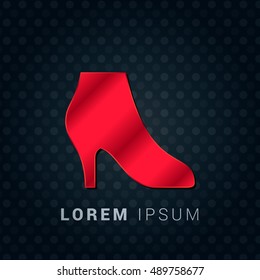 Women`s Shoe Red chromium precious metallic 3D Icon / Logo Design