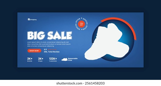 Women's Shoes Big Sale Social Media Cover Template and Men's Sneakers Online Marketing Banner Design