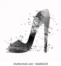 Women's shoes black watercolor, logo. Vector illustration