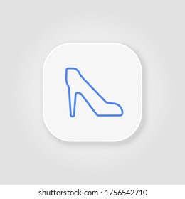 Women's shoes blue line icon on gray background with soft shadow