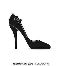Women's shoes with a bow. Flat design.