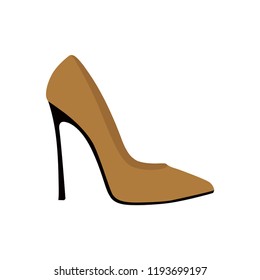 Women's shoes brown color. Logo of women's shoes. Vector illustration. EPS 10.