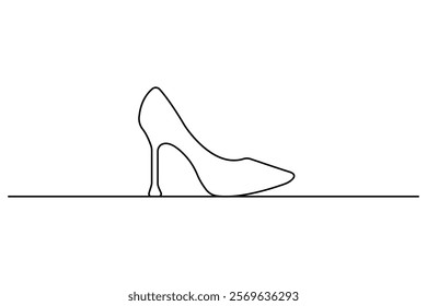 Women's shoes continuous one line drawing and minimalist outline vector illustration