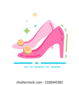 Women's shoes flat color icon. Wedding accessories concept. Sign for web page, mobile app, banner, social media. Pictogram UI/UX and GUI user interface. Vector clipart, illustration, template.