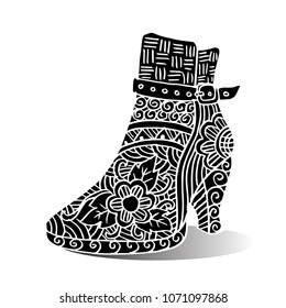 Women's shoes with floral ornament.