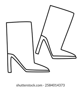 Women's shoes. Heeled ankle boots. Trend of the season. Flat vector line illustration