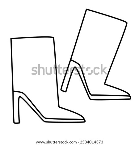 Women's shoes. Heeled ankle boots. Trend of the season. Flat vector line illustration