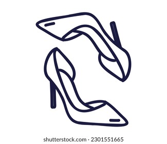 Women's shoes with heels, line drawing