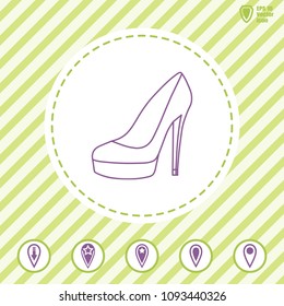 women's shoes with high heel line vector icon. Flat design style