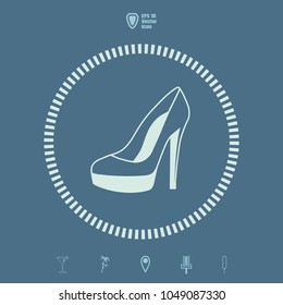 women's shoes with high heel vector icon. Flat design style