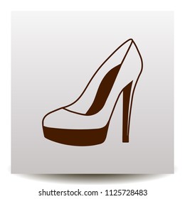 women's shoes with high heel vector icon on a realistic paper background with shadow. Flat design style