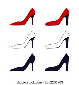 women's shoes with high heels vector illustration icon collection