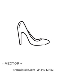 women's shoes icon, wear high heels, thin line symbol isolated on white background, editable stroke eps 10 vector illustration