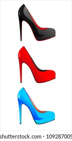 Womens shoes isolated on white. Vector illustration.