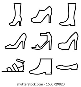 Women's shoes line icon, logo isolated on white background