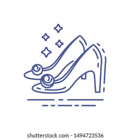 Women's shoes line icon. Wedding accessories concept. Sign for web page, mobile app, banner, social media. Pictogram UI/UX and GUI user interface. Vector clipart, illustration, template.