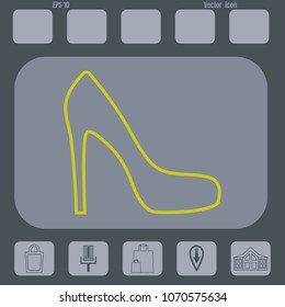 women's shoes line vector icon on a gray cine-film backround. Flat design style