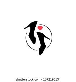 Women's shoes logo design vector template. BeautIful shoes logo illustration.