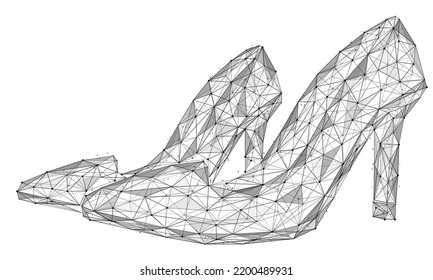 Women's shoes. Low-poly design of lines and dots.