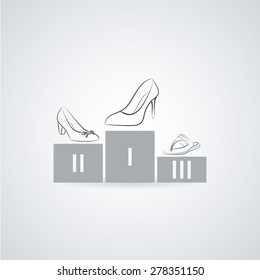 Women's shoes on a pedestal. Flat icon