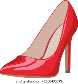 Women's shoes are red. Vector illustration
