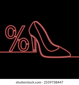 Women's shoes sale icon neon glow vector illustration concept