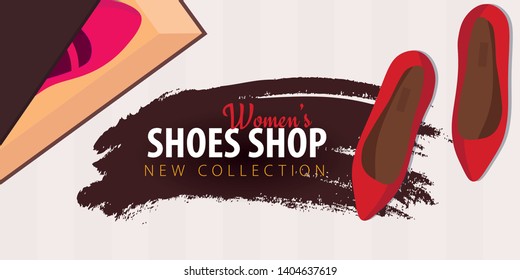 Womens Shoes Shop. New collection. Vector illustration