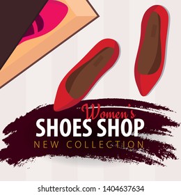 Womens Shoes Shop. New collection. Vector illustration