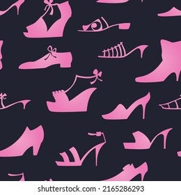 Womens shoes. Silhouettes. Seamless pattern. Vector illustration. 