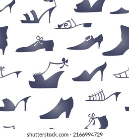 Womens shoes. Silhouettes. Seamless pattern. Vector illustration. 