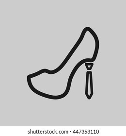 women's shoes with a tie instead of a heel illustration. Vector illustration. women logo. women icon.