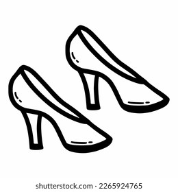 Women's shoes. Vector doodle illustration. Sketch. Footwear.