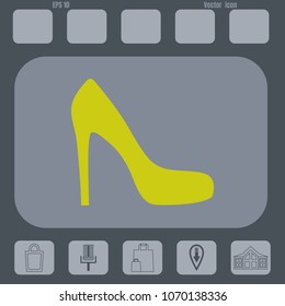 women's shoes vector icon on a gray cine-film backround. Flat design style