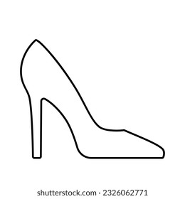 Women's shoes vector line icon. Isolated black symbol on white background. Best for seamless patterns, print, apps, web, logo and brand design.