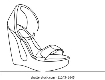 Women's shoes. Vector line icon-continuous line drawing