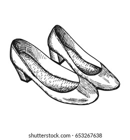 Women's shoes. Vector vintage sketch