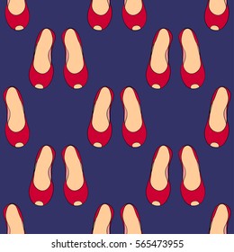 women's shoes without heels red, seamless pattern