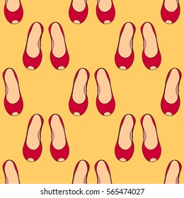women's shoes without heels red, seamless pattern