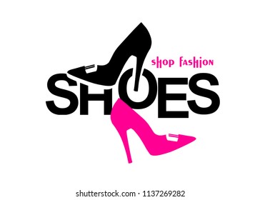 Women's shoes.Shoes Icon Vector. Emblem or logotype elements for shoemaker. Fashion vector illustration for the sale of shoes in stores, boutiques.