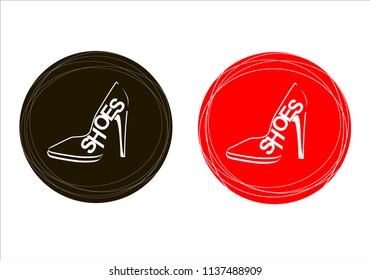 Women's shoes.Shoes Icon Vector. Web icon.Emblem or logotype elements for shoemaker.Fashion vector illustration for the sale of shoes in stores, boutiques.