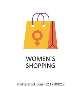 Vector de compras de mujeres Icono plano Icono ilustración de diseño. Símbolo de mejoras en el hogar sobre el fondo blanco Archivo EPS 10